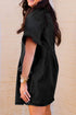 Casual A-line Ruffle Sleeve Button Front Denim Shirt Dress